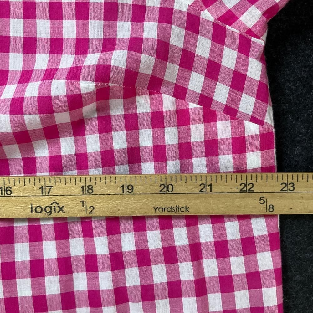 Talbots Button Down Shirt Womens XL Pink Gingham Cotton Classic Preppy - Picture 5 of 9